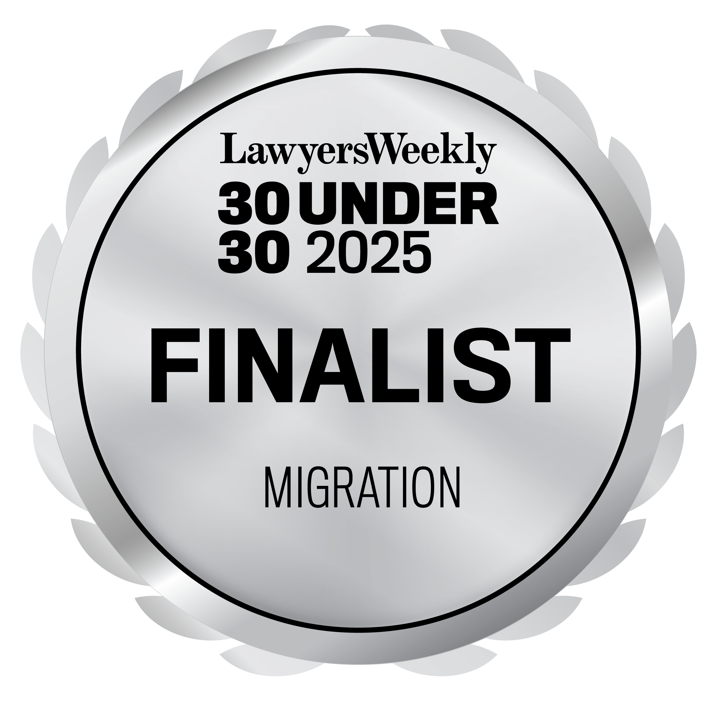Badge - Lawyers Weekly 30 under 30 Finalist - Migration
